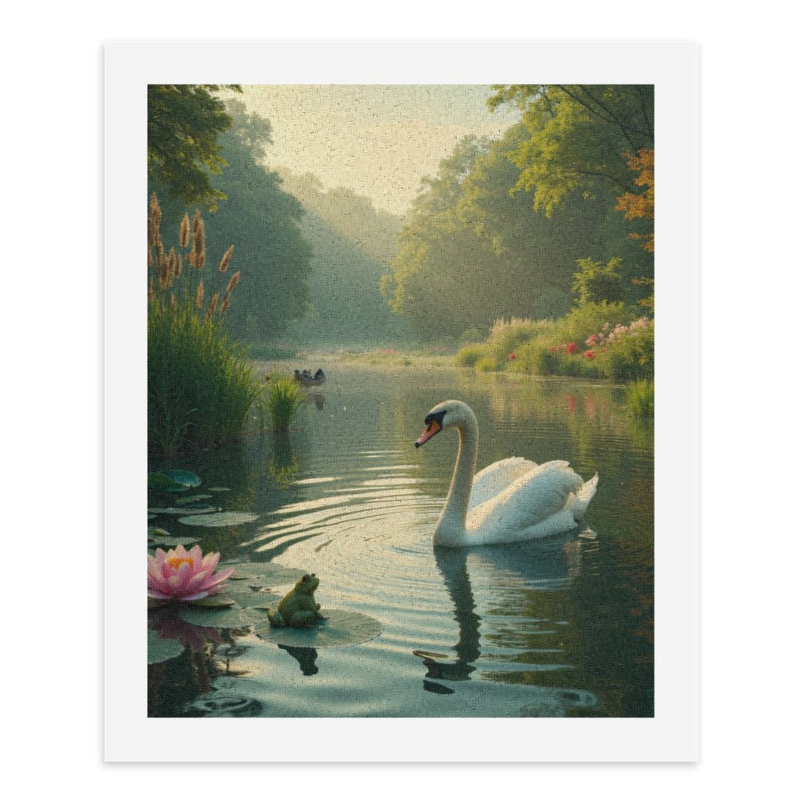 Paint by Numbers Kit for Adults, Swan Pond Tranquil Morning Scene Paint by Numbers, Easy Paint by Numbers Kit for Adults Beginner, DIY Adult Paint by Number Kits on Canvas, Home Decor