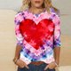 thumbnail image 1 of Xuyuer Womens Valentine T Shirts Love Heart Printed Graphic Tee Tops Spring Shirts Halloween Round Neck 3/4 Length Sleeve Graphic Tee Tops Fashion Casual Printed T-Shirt Top, 1 of 6