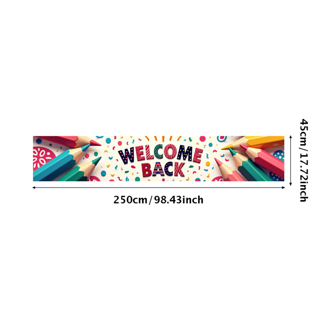 Welcome Back Banner with Rainbow and Pencils Colorful Backdrop for School Party Classroom Decoration Photography Props Festive Background Decor