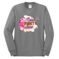 thumbnail image 3 of Nobody Fights Alone Watercolor Sparkles Breast Cancer Awareness Mens Long Sleeve Shirt, Heather Grey, Small, 3 of 5