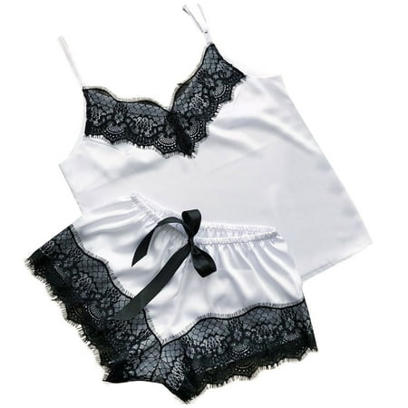 

wendunide pajama set for women Satin Silk Pajamas Cardigan Nightdress Bathrobe Ladies Robes Underwear Sleepwear White L
