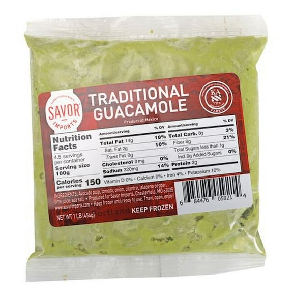 Savor Imports Traditional HPP Guacamole, 1 Pound -- 12 per case