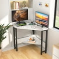 Homieasy Corner Desk with Power Outlet, Small Desk for Small Space