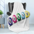 thumbnail image 4 of Bingo Soft Flannel Fleece Throw Blanket, 3D Style Bingo Balls with Different Colors Chance Luck Opportunity Theme, Cozy Plush for Indoor and Outdoor Use, 70" x 90", White and Multicolor, by Ambesonne, 4 of 5