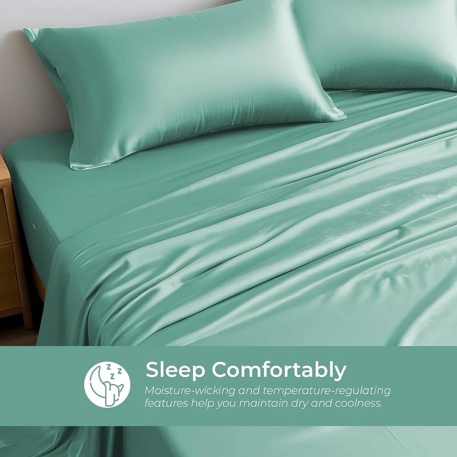 100% Bamboo Split King Sheet Set - Ultra Soft, Breathable & Cooling, Ideal for Hot Sleepers, 16" Deep Pocket, Hotel Luxury Bedding (Aqua)
