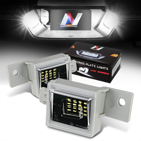 NUVISION LIGHTING NVL-LPL-022 Pair RE32 of Grey Housing/Clear Lens LED License Plate Lights Compatible with Silverado/Sierra 1500 2014-2022