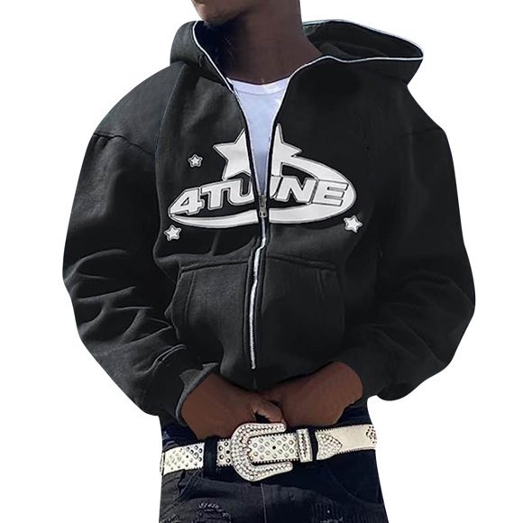 Rinsvye Mens and Womens Hooded Snowboard Hoodie Sweater European and American Oversize Hoodies Sweatshirt Men Plus Size Personality Trend Embroidery Casual Hip Hop Hooded Sweater Cardigan Coat