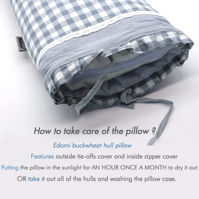 Upgrade Buckwheat Hulls Bed Pillows Edomi Small Size Neck Pillow with Pillowcase Cool Sleep Neck Support Sleep Pillow for Back Sleeper or As a Yoga