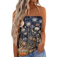 thumbnail image 1 of Las mujeres camisetas sin mangas Camiseta sin mangas Bandeau sin tirantes a juego de colores para mujer, camiseta cómoda sin mangas para vacaciones de verano, camiseta holgada para (Navy, M), 1 of 5