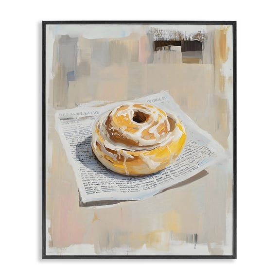 Stupell Industries Cinnamon Roll & Morning Paper Black Framed Giclee Art, design by The Prints Vibe