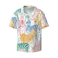 thumbnail image 3 of Goofa Zebra Colourful Printed Men's Casual Short-sleeved Shirt,Lightweight Breathable Button-down,Summer Casual men's top,Versatile Fashion shirt-Large, 3 of 7
