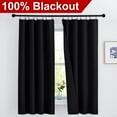 thumbnail image 3 of NICETOWN 100% Blackout Curtains for Bedroom with Black Liner, 2 Layers Full Blackout Insulated Noise Reducing Drapes Rod Pocket Energy Saving Window Curtains,42"x63", Black, Set of 2, 3 of 9