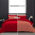 thumbnail image 2 of D.N.G. BEDDINGS 1 Piece Luxury Reversible Diamond Pattern Comforter Premium Super Soft, All Season 800 TC, 100% Egyptian Cotton Super King Size Brick Red/Red Solid Color, 2 of 7
