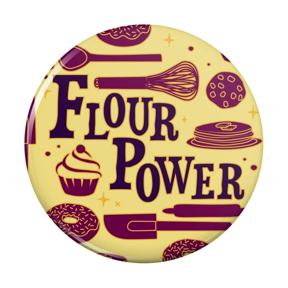 Flour Power Baking Baker Chef Cookie Cake Donut Funny Kitchen Refrigerator Locker Button Magnet