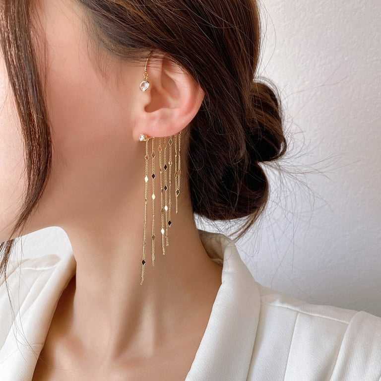  Ear Cuffs Earrings for Women Non Piercing Cartilage Cuff Wrap Earrings  Cuff Chain Tassel Clip on Earrings Stud Earrings for Teen Girls : Clothing,  Shoes & Jewelry