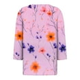 thumbnail image 4 of CYMMPU Flower Printed 3/4 Sleeve Spring Tops V Neck Fall Fashion Shirts Loose Fit Blouses for Women Dressy Casual Tunic Tops Business Elegant Work Topss XXXL, 4 of 5