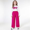 thumbnail image 2 of TIREOW Girls Outfits Fashion Round Neck Long Sleeve Cropped Pullover Top and Cargo Pants Casual Streetwear 2 Piece Set, 2 of 5