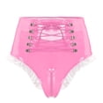 thumbnail image 4 of Lencería de mujer, ropa interior de látex, calzoncillos de charol brillante, calzoncillos de cintura alta con cordones y volantes, bragas de mucama, ropa de club, 4 of 5