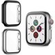 thumbnail image 1 of Hard PC Case with Tempered Glass Screen Protector Compatible with Apple Watch Series 6 SE Series 5 Series 4 44mm (Black/Silver), 1 of 5