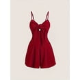 thumbnail image 1 of Women'S Elegant Red Sleeveless Romper with V-Neck and Backless Design - Machine Washable, Perfect for Spring/Summer, Simple and Chic Style, Spring Fashion, Quality Construction, 1 of 4