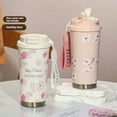 thumbnail image 2 of Coffee Mug Travel Cups with Lid and Flip Straw, ml Flower Pattern Water Str Insulated Steel with Tumbler, 2 of 7