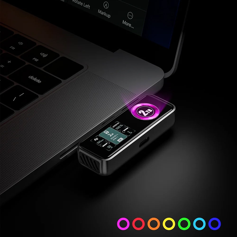 Magnetic External SSD for iPhone 15/16/17 Pro Max, USB 3.2 Gen2 10Gbps Portable SSD, Up to 990MB/s, 4K ProRes Recording, Built-in Cooling Fan, LCD Display