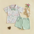 thumbnail image 3 of Boys Outfits 10-12 Easter Outfits Bunny Short Sleeve Button Down Shirt Top Casual Shorts Set Summer Clothes White,6-12M, 3 of 5