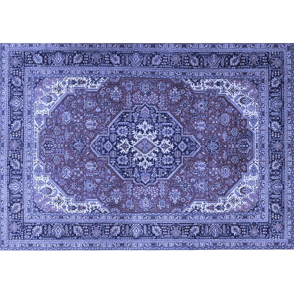 Ahgly Company Indoor Rectangle Medallion Blue Traditional Area Rugs, 5' x 7'