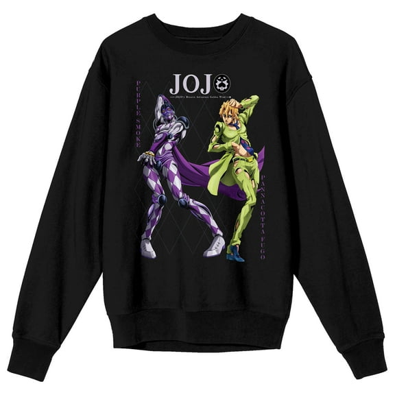 Jojo's Bizarre Adventures Purple Haze & Fugo Crew Neck Long Sleeve Adult Black Sweatshirt-Medium