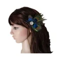 thumbnail image 2 of Pinza para el pelo de plumas de pavo real, tocado para fiesta de boda, 2 uds. Verde, 2 of 5
