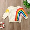 thumbnail image 4 of Bébé Filles Arc-en-Ciel Pompons Sweat-Shirts Col Rond Manches Longues Pull Imprimé Soleil, 4 of 6