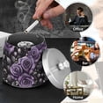 thumbnail image 4 of Yayeee Ashtray with Lid for Cigarette Smokeless Stainless Steel Home Ash Holder, Purple Roses, 4 of 7