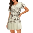 thumbnail image 1 of Balery Wild West Desert With Cowboys Camisón de manga corta con cuello redondo para mujer, cómodo y elegante., 1 of 6