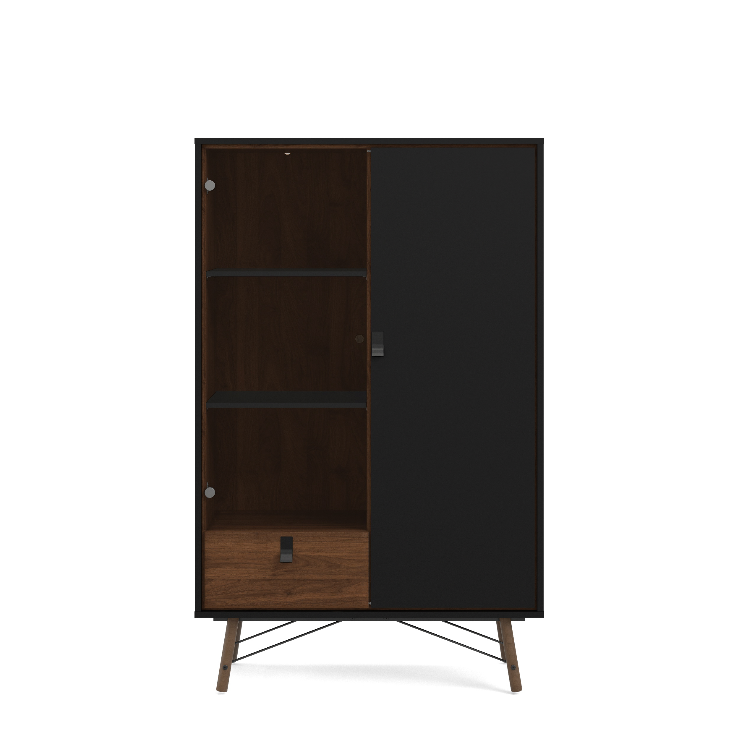 Ry 1 Drawer China Cabinet with 1 Door & 1 Glass Door