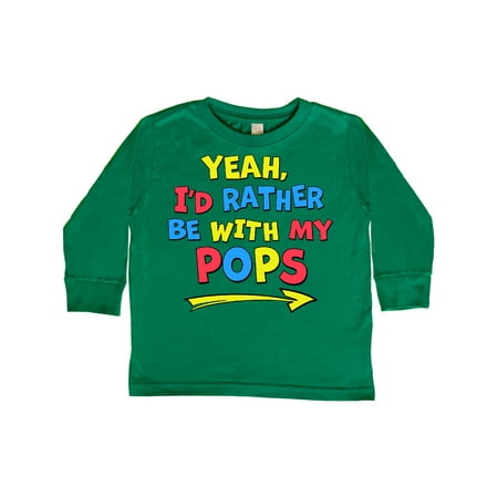 

Inktastic Yeah I d Rather be with My Pops in Red Yellow and Blue Gift Toddler Boy or Toddler Girl Long Sleeve T-Shirt