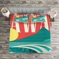 thumbnail image 3 of Ambesonne Tropical Quilted Bedspread Set 3 Pcs, Hawaii Holiday Coast, King Size, Sand Teal, 3 of 3