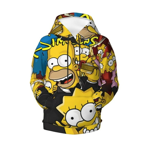 Boys Girls Simpsons Hoodie 3D Printed Cartoon Anime Long Sleeve Hooded Pullover Sweatshirt with Pocket For Teens