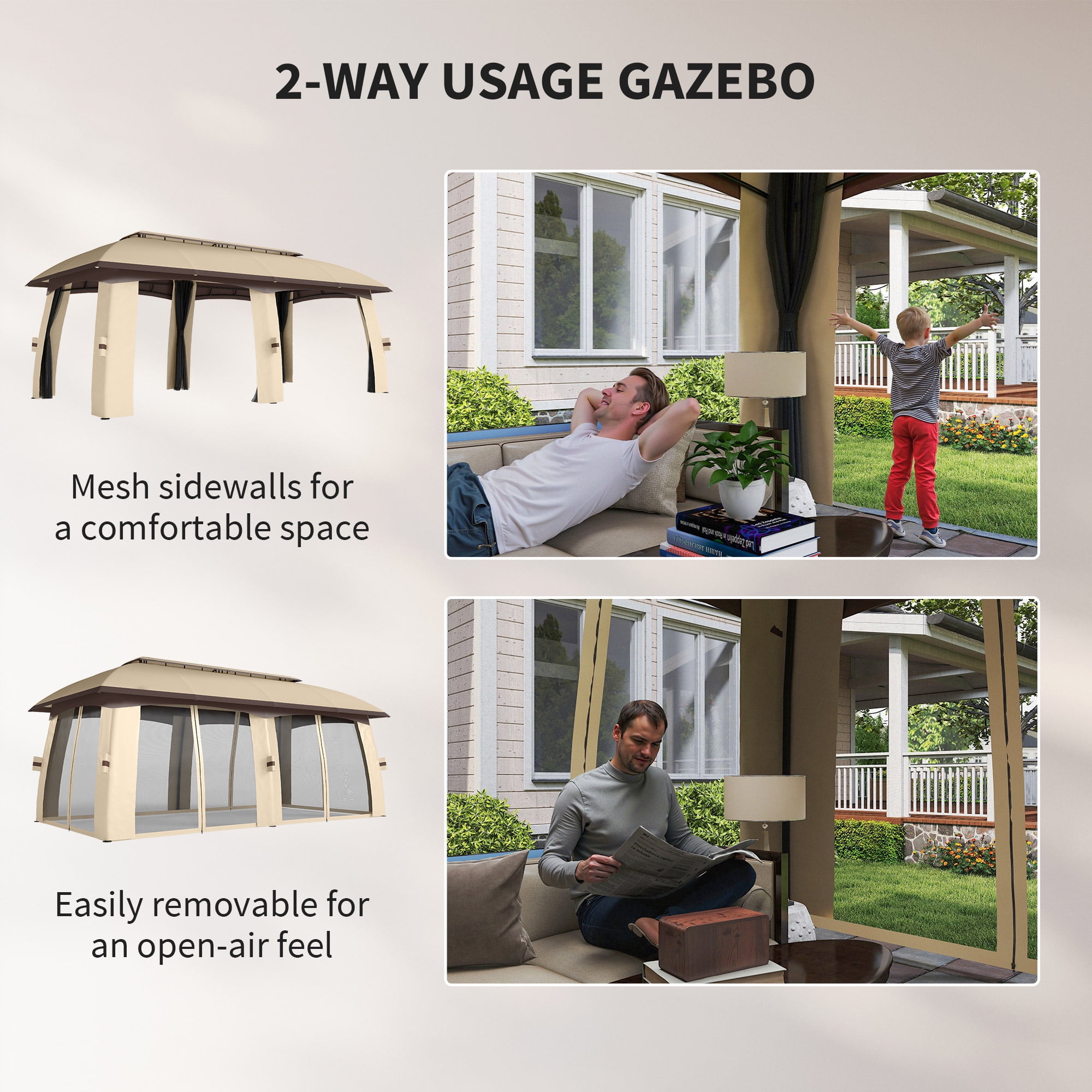 Outsunny 118.00 in x 141.75 in Pop-up Gazebo, Water Resistant