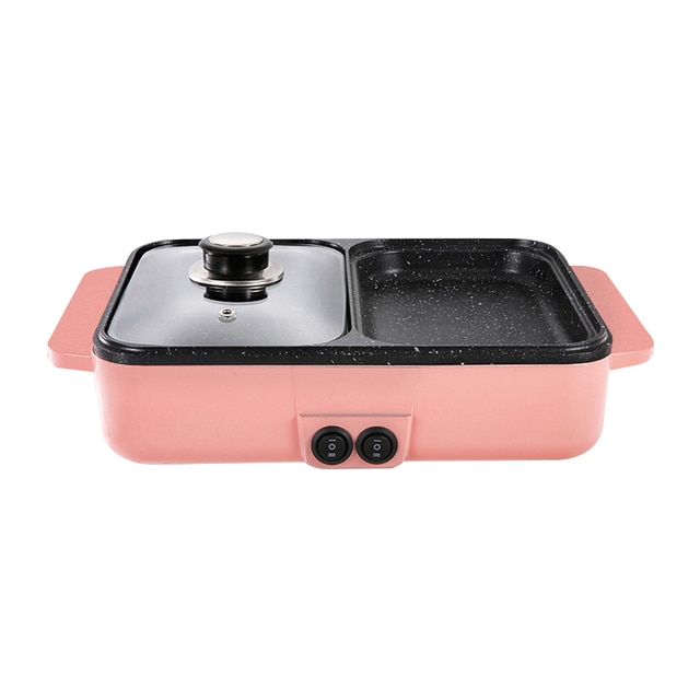 2 IN 1 Electric Hot Pot Cooker 110V BBQ Grill Cooker Non Stick Plate ...