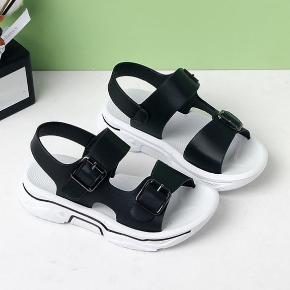 Cethrio Boys Comfort Sandals, Outdoor Open Toe Non-slip Casual Kids Summer Shoes Black Size 1(Big Kids)