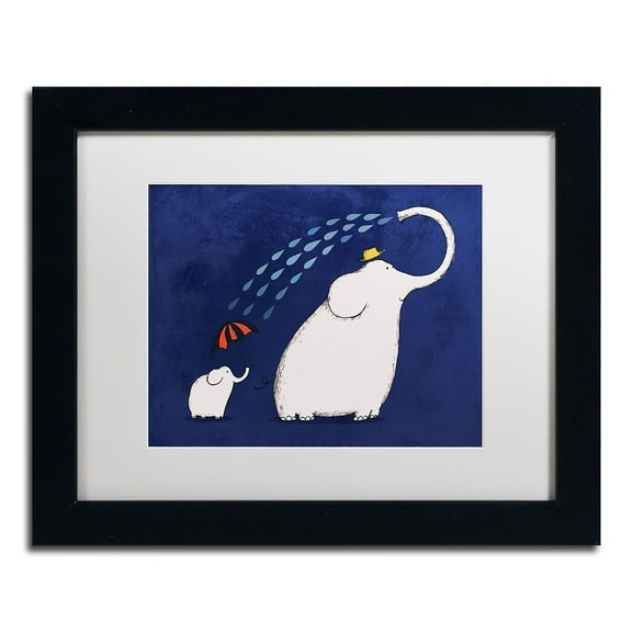Carla Martell 'Umbrella Elephant' Matted Framed Art