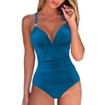 thumbnail image 2 of PEASKJP Womens Cute One Piece Swimsuit UPF 50+ Sun Protection Bathing Suits, Blue XL, 2 of 4