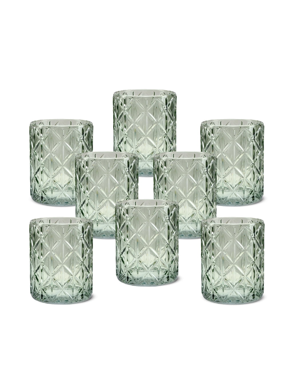 Serene Spaces Living Set of 12 Large Green Votive Holder, 4" Dia & 5" Tall