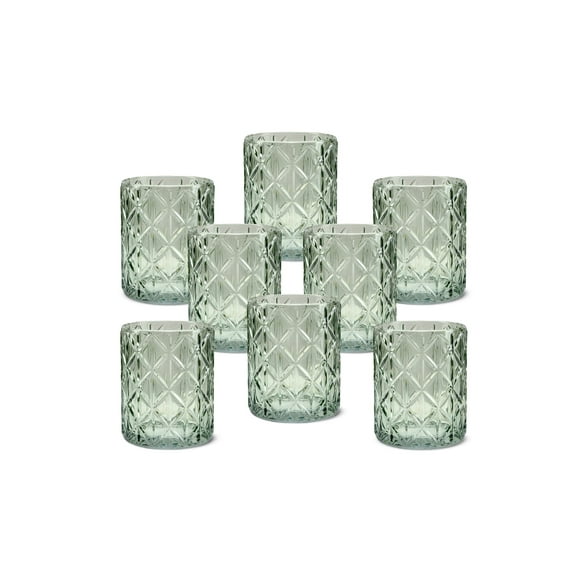 Serene Spaces Living Set of 12 Large Green Votive Holder, 4" Dia & 5" Tall