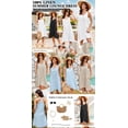 thumbnail image 4 of Fiophy Women's 100% Linen Sleeveless V Neck Halter High Low Midi Dresses with Pockets Summer Casual Beach Flowy Dresses, Blue, XL, 4 of 7