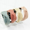thumbnail image 2 of 4PCS Knot Knotted Headbands for Women, Raffia Straw Headbands, Summer Beach Headbands, Wide Boho Headbands, Rattan Woven Headbands for Girls No Slip, 2 of 4