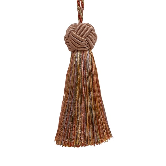 3 1/2" (8.5cm) Key Tassel, 4" (10cm) Loop with Turkish Head Design # BTS,, Olive Beige Brown #5615 (Light Brown, Dark Beige, Olive Green) Sold Individually