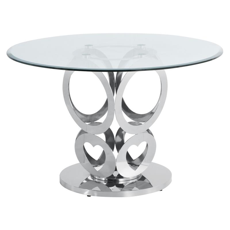 round glass table with silver base