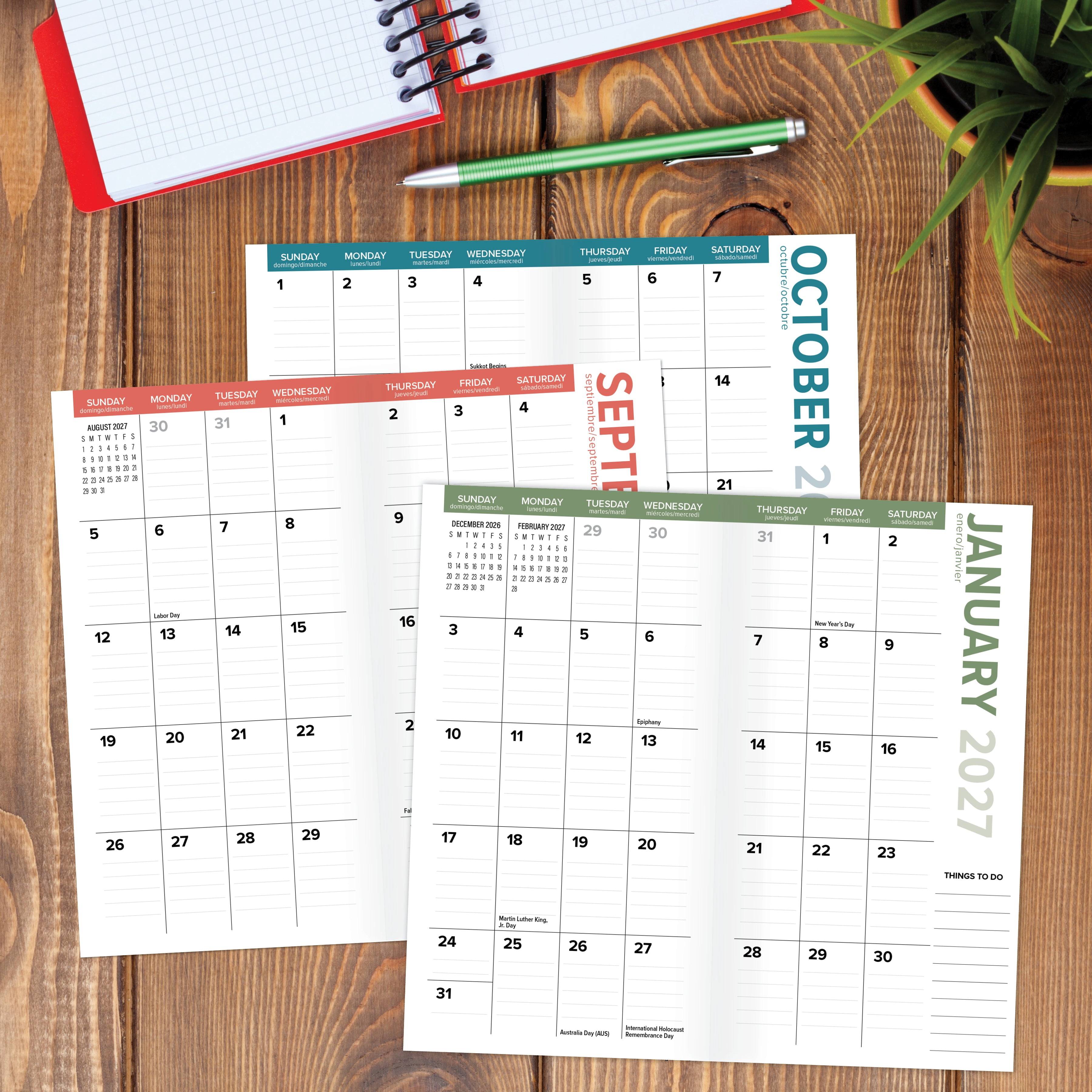Willow Creek Press Mediterranean Tiles 2-Year 2027-28 3.5" x 6.5" Monthly Pocket Planner (66287)