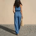 thumbnail image 4 of Edvintorg Women's Summer One Piece Jumpsuits Dressy Casual Sleeveless V-Neck Wide Leg Rompers Jumpers with Pockets Travel Clothes, 4 of 8